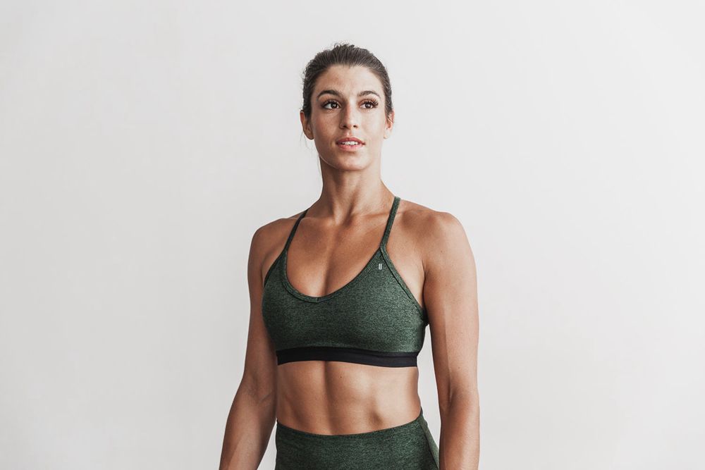 NOBULL Women's V-Neck Sports Bras - Hunter Heather Matte - Ireland (4193GKETX)